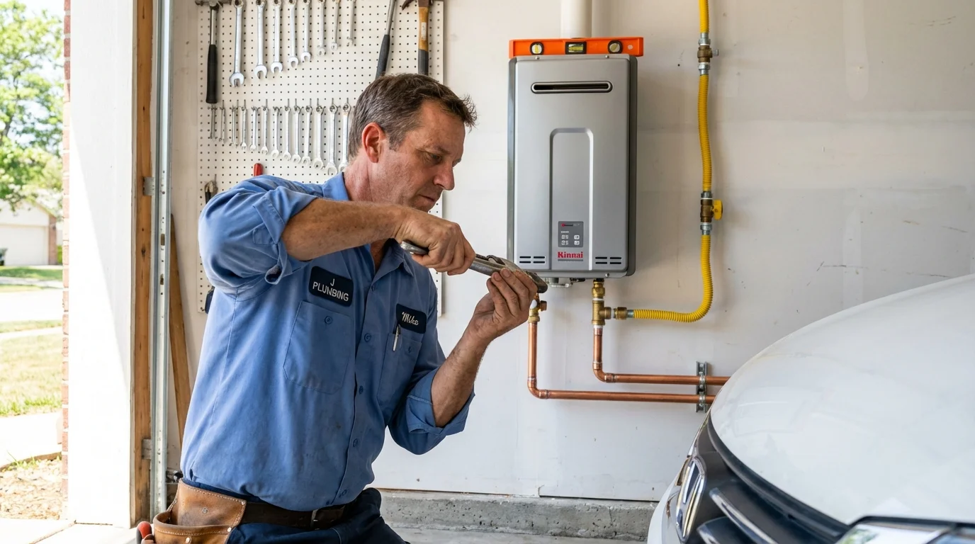 Tankless water heater installation by a Johns Plumbing LLC plumber in Fairmount